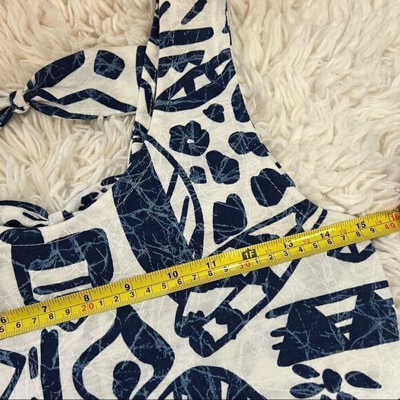 Vintage Boho sleeveless navy blue and white sundress - Picture 7 of 10